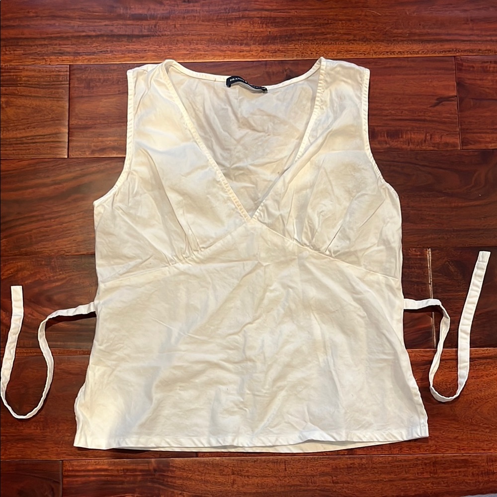 Brandy Melville White Sleeveless Wrap Tank Top